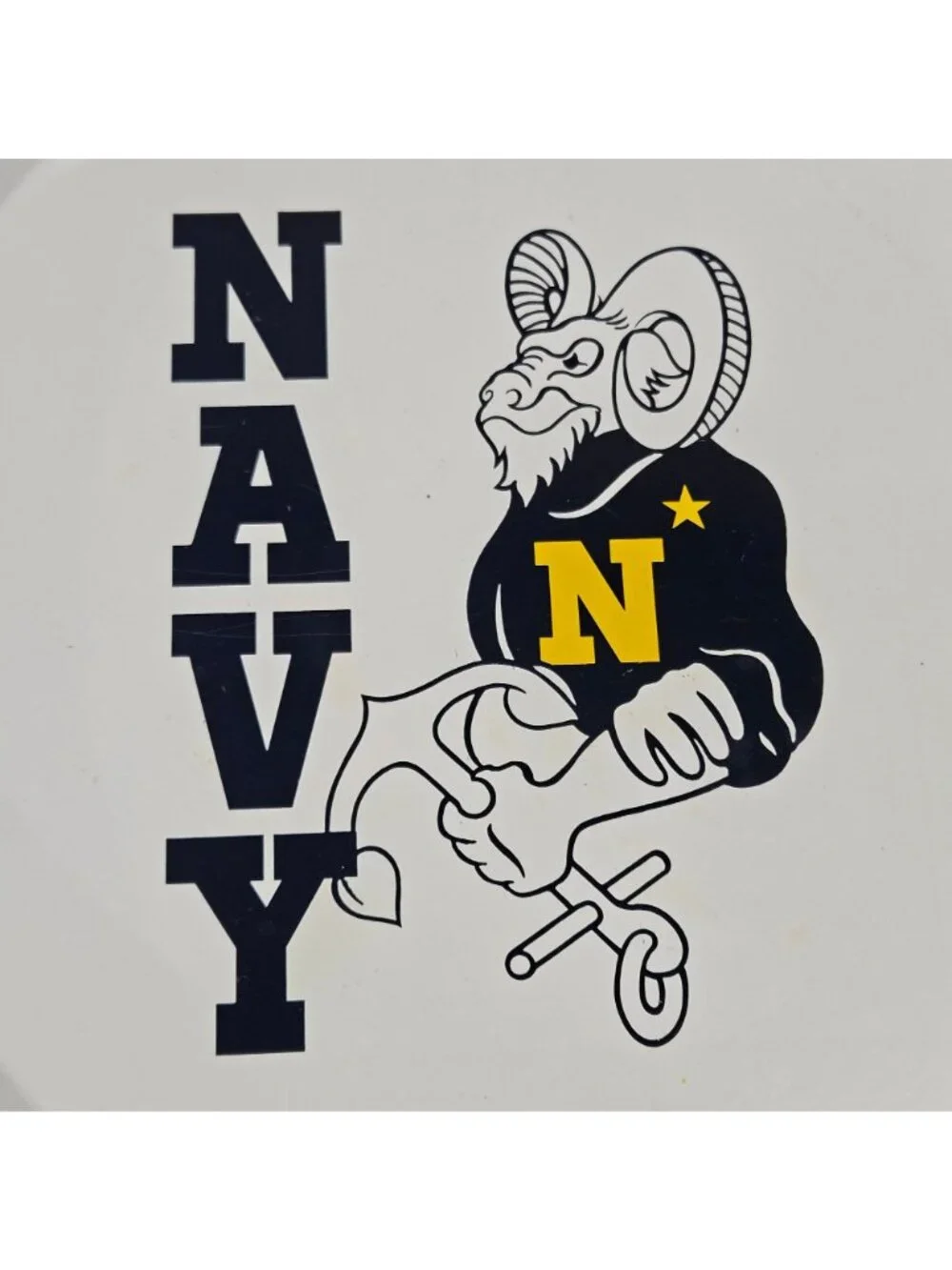 Vintage US Navy Goat Mascot Metal Tray 13